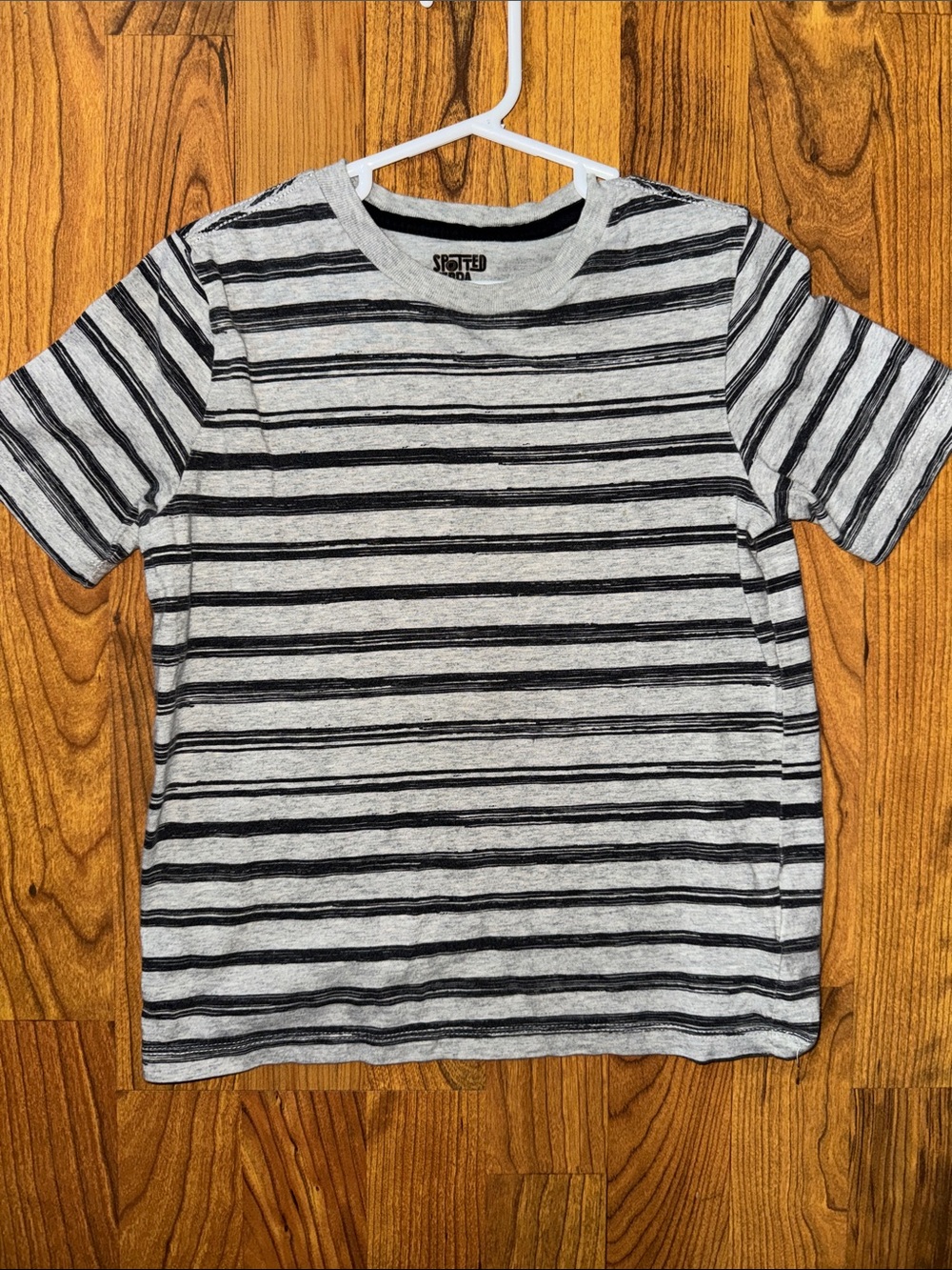 Spotted Zebra Gray & Black Striped Short Sleeve Tee